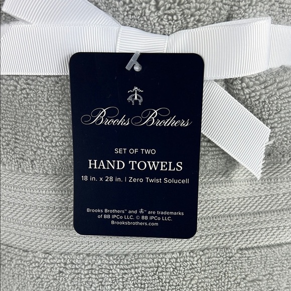 3 Pc Brooks Brothers Gray Bath Towel Set Premium Cotton Zero Twist Solucell NEW - Picture 5 of 9